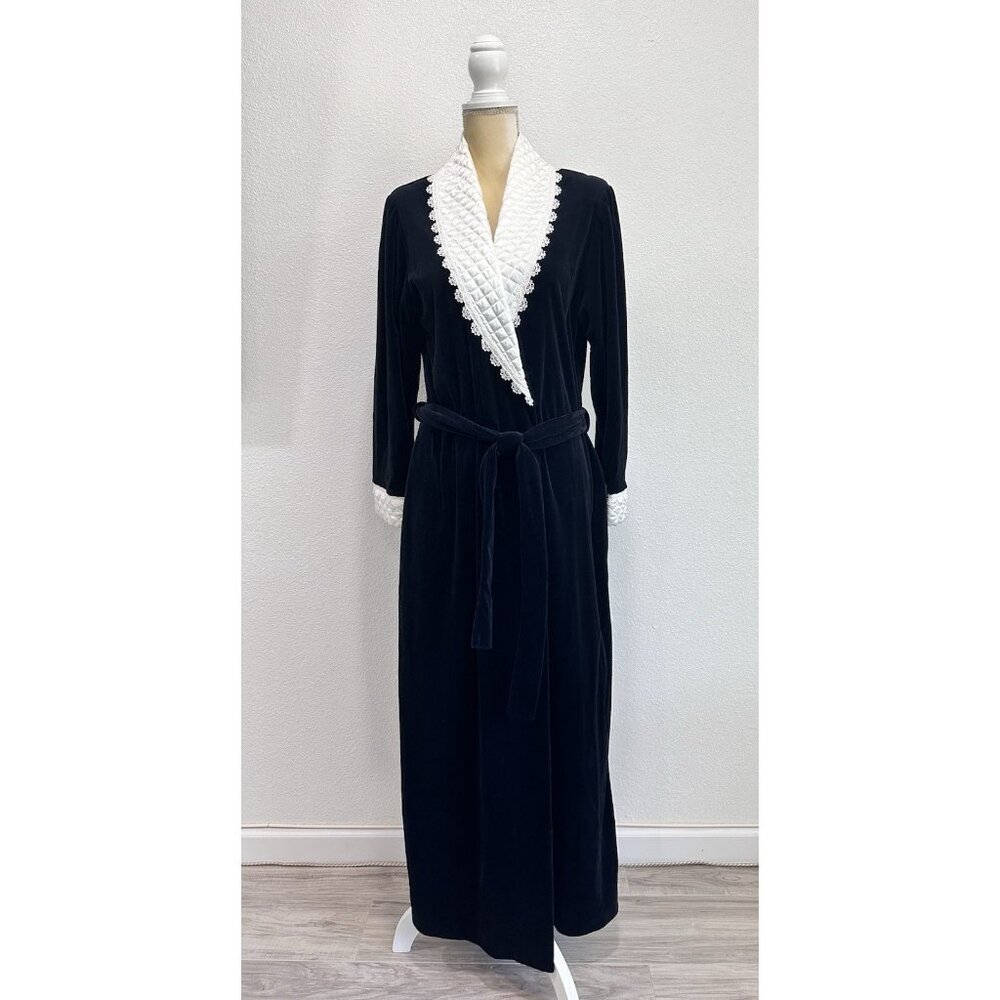 VTG Christian Dior Robe Sz Small Regency Black w/ Pockets Timeless Old Hollywood